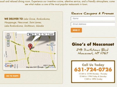 Ginos Pizza Info