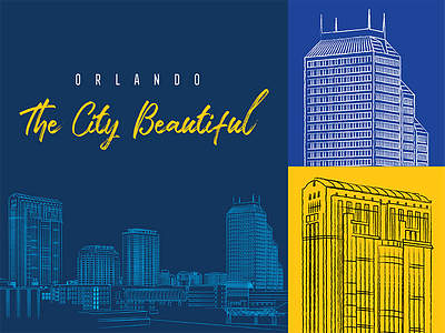 Orlando - The City Beautiful beautiful city ciudad downtown drawn florida illustration mco orlando sketch