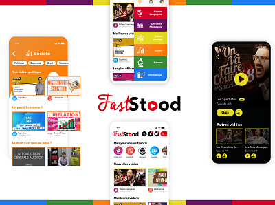 Faststood logo school app ui design youtube channel