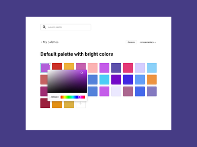 Color palette set app — 2 color palette color picker design material ui minimal palette picker typography ui uxdesign web webdesign