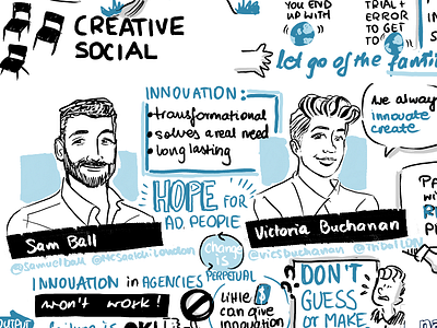 Creativity VS Innovation in pictures cartoon creative creativity event graphic facilitation hand drawn innovation london meet up social speed drawing