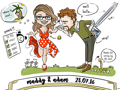 Personalised Wedding Art art cartoon couple creative funny graphic design humour wedding wedding gift