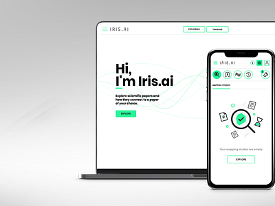 Artificial Intelligence App (Iris.ai from Norway) animation app app design design icon illustration system design ui ux website