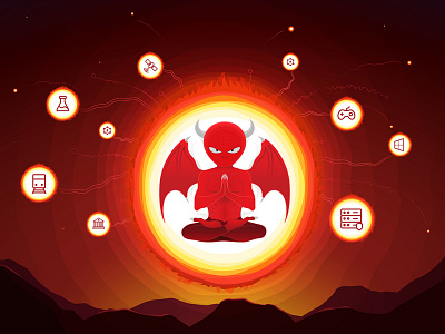 Vector Illustration for FireDaemon (Software Company) app app design character design dark theme demon digital artwork illustration software company vector
