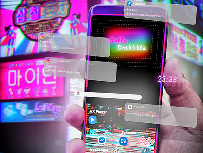 Glitch Hello Dribbble art cyberpunk debut design firstshot glitch hello dribble hellodribbble mobile