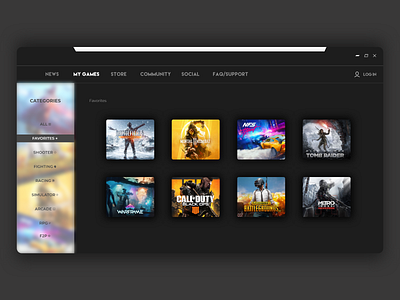 Games Store Launcher clean design games launcher store ui uiux ux