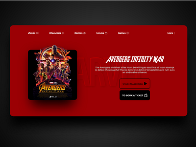 Film trailer and to book ticket page avengers avengers infinity war clean design landingpage page page design tickets trailer ui ux web