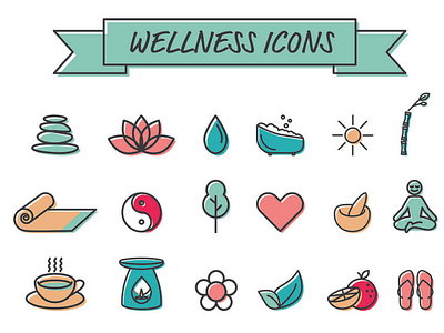 Collection of wellbeing / meditation icons