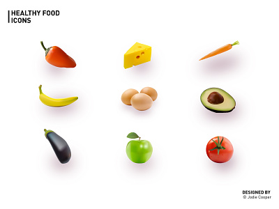 Illustrated Healthy Food Icons 3d art adobe illustrator food foodie fruit fruits graphicdesign graphics healthy healthyfood icon iconography icons icons pack iconset mesh realism realistic drawing vegetable vegetables