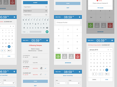 Employee Time Clock - Web app for all devices employee clock uxui webapp