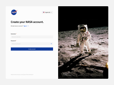 Nasa — Sign Up clean dailyui dailyuichallenge design figma login nasa registration signin signup space ui uidesign uidesigner ux uxui uxuidesign web webdesign website