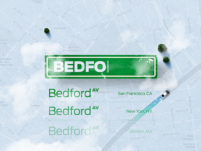 Street Input bedford blue cars clouds concept green newyork ny shadow street sign top view trees