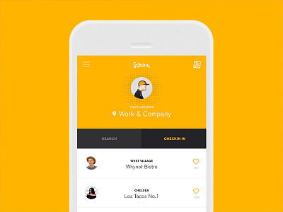 Swarm Redesign 100ui app checkin feed location map profile redesign swarm yellow