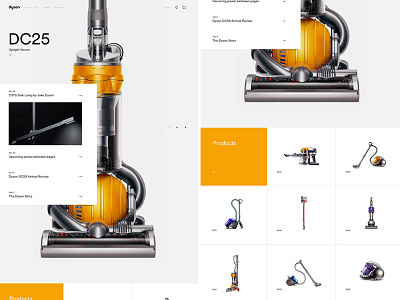 Dyson Home Detail dyson grids homepage layout minimal products vacum yellow