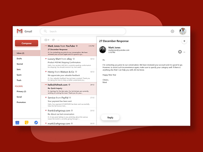 Gmail UI/UX Redesign adobe xd design figma gmail product design ui design user experience design user interface design ux design web design