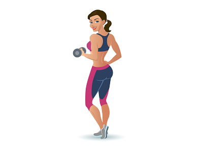 Fitness girl aerobics beautiful beauty character design dumbbell exercise fitness girl healthy illustration slim sport training vector woman young