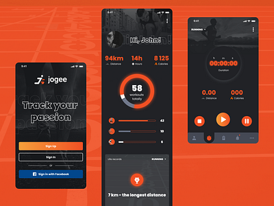 Jogee app app design best dribbble shot joggingapp logo mobile app trackingapp ui ui design uiux userinterface userinterfacedesign