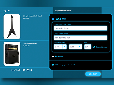 Daily UI, Day 2 - Credit Card Checkout dailyui design ui ux web