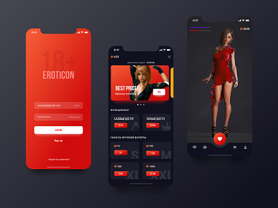 Eroticon 18+ dark ui design mobile ui