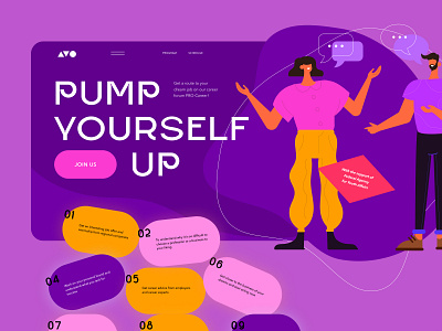 Pump Yourself Up Conference design hero illustration landing page ui web