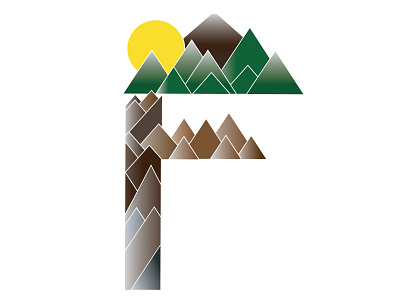 Weekly Warm-UP #5: Letterform "F" art artist digitaldesign digitial dribbleweeklywarmup forest illustration illustrator letter mountains triangles warmup