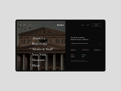 The Bolshoi Theatre #7 burgermenu design menu minimal navigation site theatre ui uidesign ux uxui website