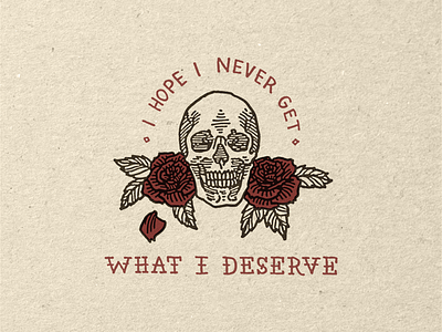 My own worst enemy design distressed engraving grunge handwritten typography illustration ink linework roses skull thick line