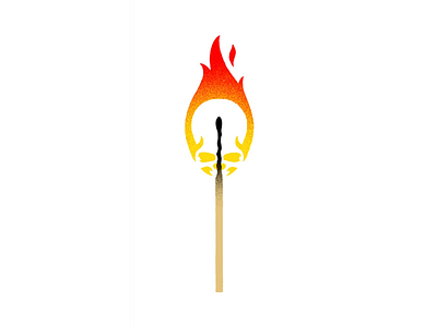 Fire Skull matchstick illustration