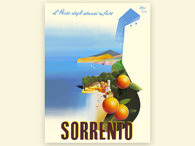 Sorrento 3d blender coastline holidays illustration italy mario nature orange poster puppo sea sorrento summer turism