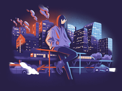 Nora cars change city climate environment fashion future girl illustration landscape podcast pollution skyline skyscrapers traffic