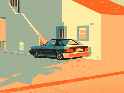 Keep your eyes peeled architecture car clue illustration murder myrstery shadow smoking sunset vintage