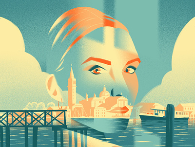Venice's face city eyes face illustration italy portrait reflection sea skyline venice women