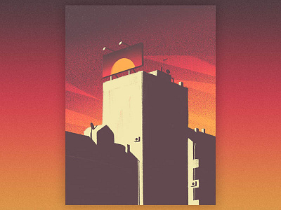 Fake Sunset billboard city fake flat gradient metropoly palace sky sunset town