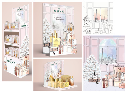 Nuxe - Christmas Campaign art direction art direction design art illustration art illustration design artists artwork beauty brand branding branding design cosmetics creative direction design feminine graphic design graphic designer graphicdesign point of sale material watercolour
