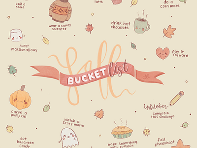 bucket list for fall ♡ bucket list cute digital art doodle drawing fall illustration procreate