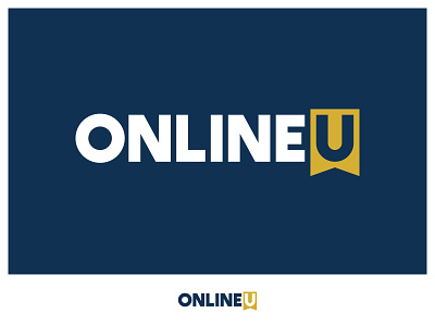 OnlineU Logo banner branding contrast custom education gold lettering logo vector