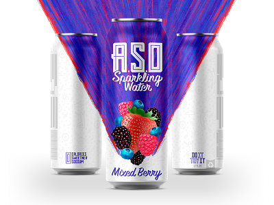ASO Sparkling Water branding can concept fruit lettering mockup pattern sketch water