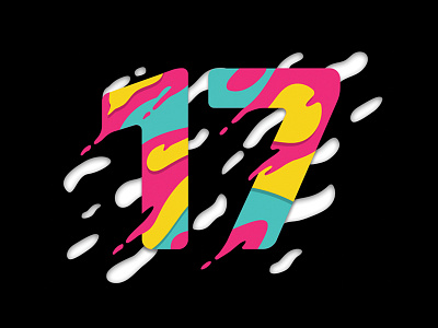 17 17 colorful drops number splash wind