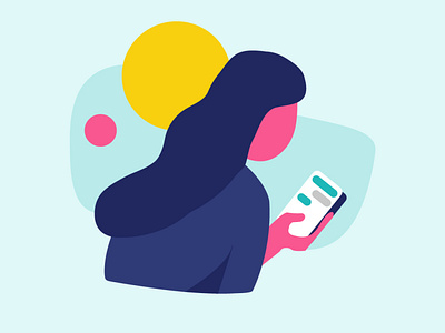A girl texting messaging adobe illustrator design flat illustration illustration