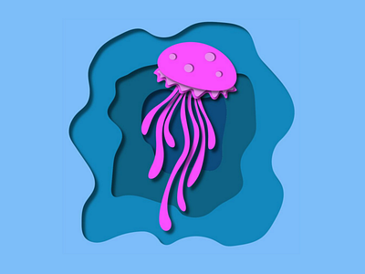 Jellyfish paper cutout illustration adobe illustrator illustrator jellyfish paper cutout