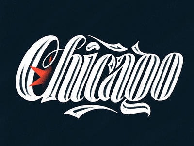 Windy City chicago city cloudgate custom custom lettering custom type design goodtype grit texture handlettering home illinois inline lettering navy red script stars typography windy city
