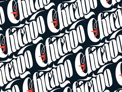 Chicago Pattern bold city cloudgate custom lettering custom type design goodtype grit handlettering home illinois lettering navy procreate red script star typism windy city