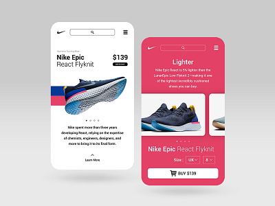 Rebranding Nike Store Web App app branding flat icon identity minimal problem solving shoe design shopping app simplicity ui ux web website