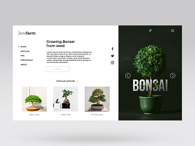 Web Design for Jonifarm Bonsai Specialist app branding design farm farmers market greenery identity illustration shopping app ui user interface ux uxui