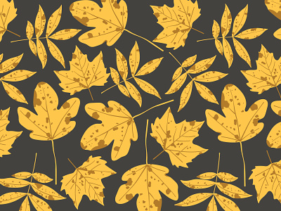 Autumn leaves pattern on dark background