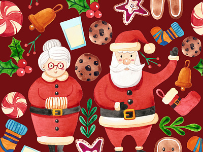 Christmas pattern with Santa