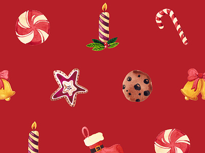 Minimalist Christmas pattern on red background