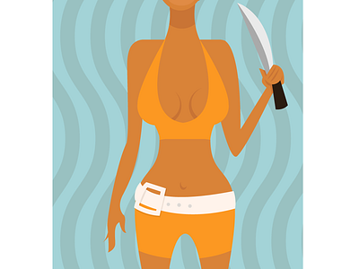 Bond Babe bikini caricature character design illustration knife persona