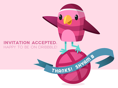 Thank You! balance ball bird debut dribbble pink ribbon thank you thanks