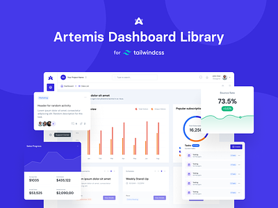 Artemis Dashboard for Tailwind CSS 🥳 blocks bootstrap bulma components dashboard development drag drag and drop drop frontend libraries material ui tailwind ui ux ui design ui libraries visual editor